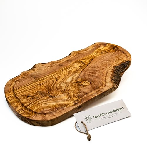 Das Olivenholzbrett, la Tabla de Cortar Madera de Olivo, Steaks de Madera Con Raspador en Corte Natural - 45cm
