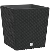 vidaXL Plantenbak met uitneembare bak rattan-look 21/32 L PP antraciet, bloempot, bloembak, buite...