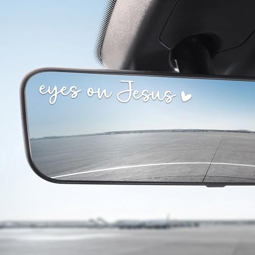 JYIS 2PCS Eyes on Jesus Christian Rear View Mirror Decal,