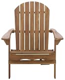 SAFAVIEH Outdoor - Eden Adirondack Chair - Teak-Brown Solid Wood - Weather Resistant - Ideal for Patio, Deck, Porch, Backyard, 17.5" Seat Height (PAT6000A)