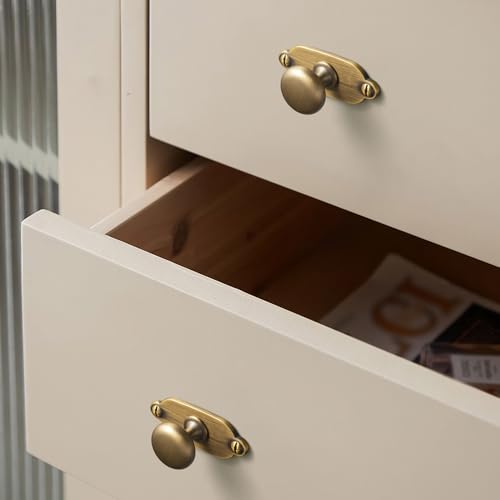 Image of Goo-Ki Brushed Brass Bronze Zinc Alloy Cabinet Knob with Backplate - Single Hole Center Cabinet Pull Hardware for Bedroom, Kitchen, 6 Pack(8611-G013)
