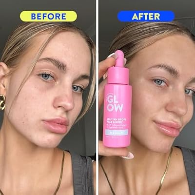 Australian Glow Self Tanning Drops With Hyaluronic Acid, for Face & Body, DARK - 1.35 fl. Oz / 40ml
