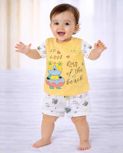 Image of Kuchipoo Girls 100% Cotton T-Shirt & Shorts Set | Printed Summer Wear Set | Soft & Comfortable Kids Clothing | Pack of 4