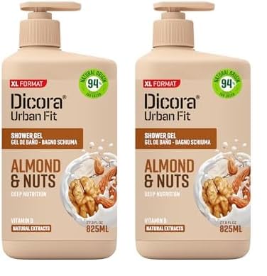 Dicora Urban Fit Gel de Baño Vitamina B Almendras & Nueces 825 ml (Paquete de 2)