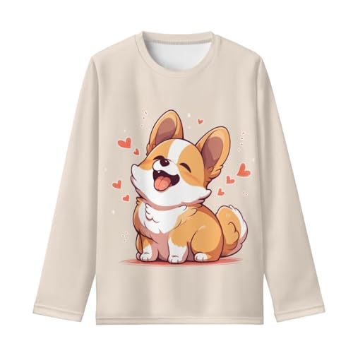 Image of Girls Long Sleeve Shirt with Cute Graphic Casual Pullover Tops 3-16Y
