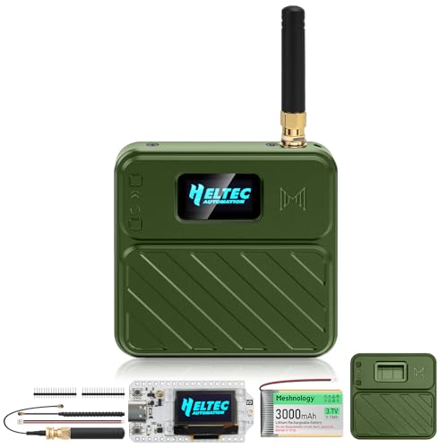 Meshnology ESP32 LoRa V3 Dev Board mit 863-928-MHz-Antennen + 3000-mAh-Akku + Meshtastic-Gehäuse, ESP32-S3 CP2102 integriertes WLAN Bluetooth OLED-Display für Arduino LoRaWAN IOT (N32 Plus, Grün)