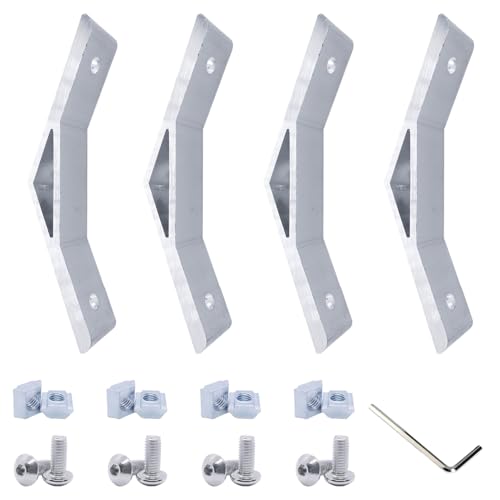 QIJINTRID 4Sets 1010 Aluminum Extrusion 135 Degree Bracket,4pcs 135 Degree Corner Brackets,with 8pcs Sliding T Nuts and Screws for 10 Series Extruded Aluminum Rail Accessories(Silver)