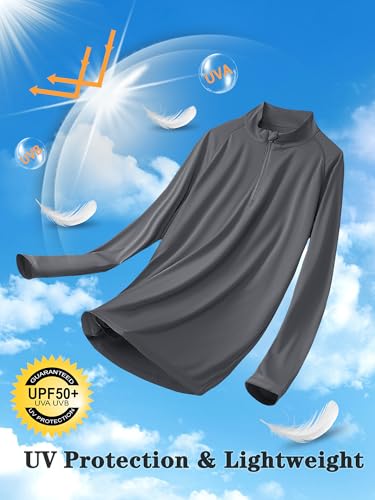 Men's UPF 50+ Sun Shirt Long Sleeve 1/4 Zip Quick Dry UV Fishing Shirt Athletic Pullover for Workout, Running, Hiking3