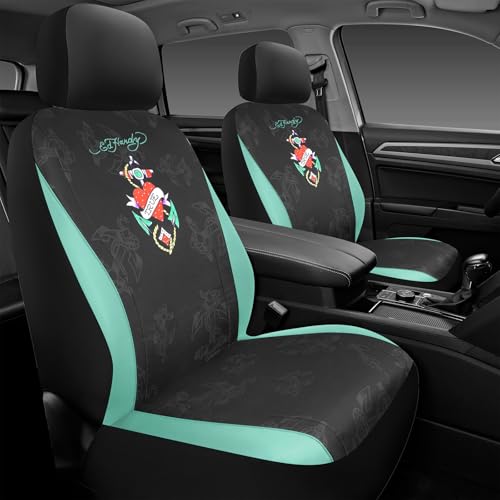ED HARDY Heart Print Mint Leather Patchwork