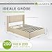 Juskys Polsterbett Savona 140x200 cm, Bett mit Stauraum, Lattenrost, Samt-Bezug, Bettgestell aus Holz, bis 250 kg, großes Kopfteil, Beige