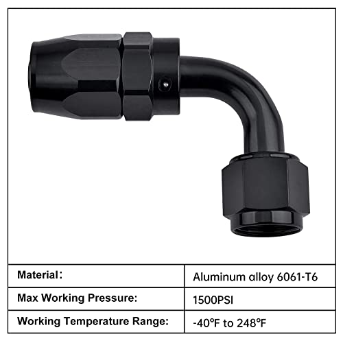 Evil Energy 4An Hose End Fitting 90 Degree Swivel Aluminum Black #TOP3