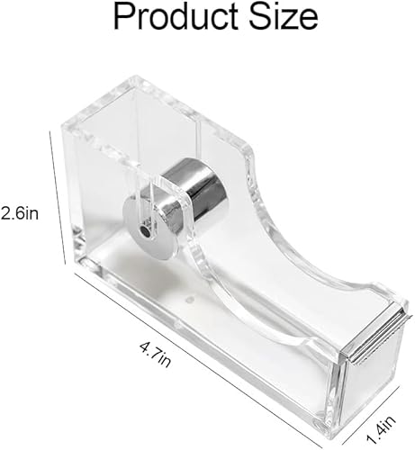 Miniatura 7 de Dispensador de cinta de escritorio acrílico transparente plateado antideslizante para suministros de escritorio, oficina, hogar y escuela