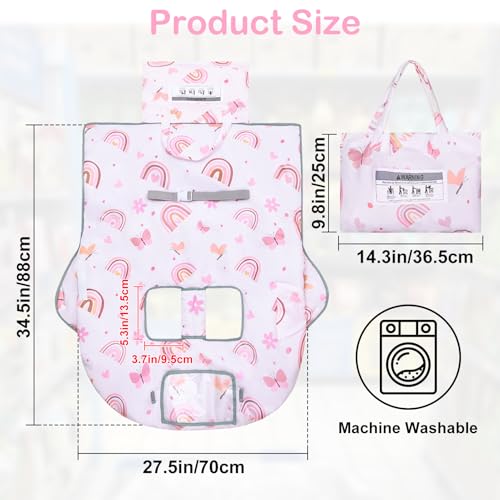 Shopping Cart Cover for Baby Girl Grocery Cart Cover for Baby 2 in 1 High Chair Covers for Restaurant Cart Cover for Babies Machine Washable,White-Rainbow