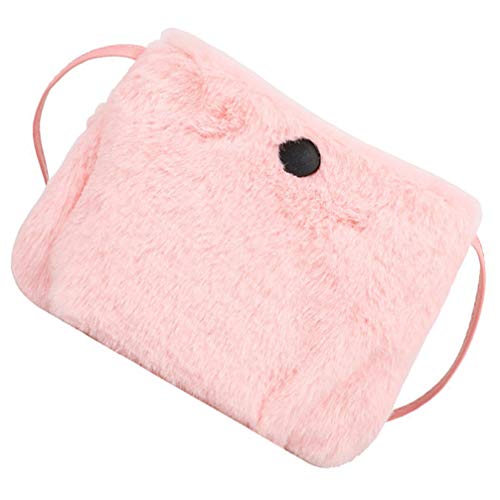 Amosfun bolsa de ombro de pelúcia pequena bolsa transversal para telefone, bolsa de inverno para mul