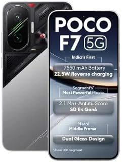 POCO F7 5G (Cyber Silver Edition, 256 GB) (12 GB RAM) | Snapdragon 8s Gen 4 Processor | 7550 mAh Battery | Price In India