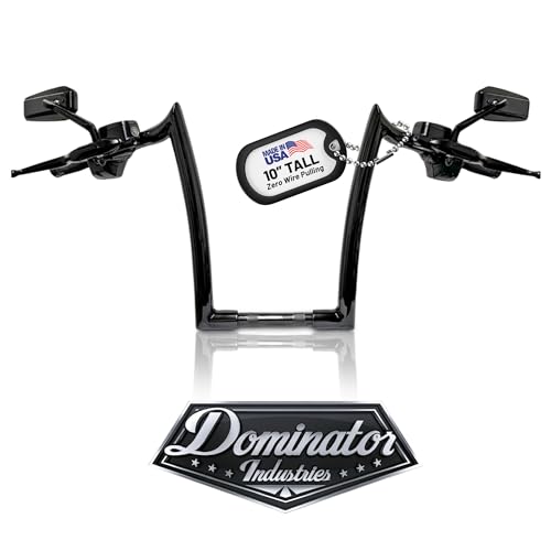Dominator Industries Big Daddy 1 ½" Meathook Ape Hangers Handlebar - Compatible with 2024 Road Glide, Bar Only - Gloss Black, 10"
