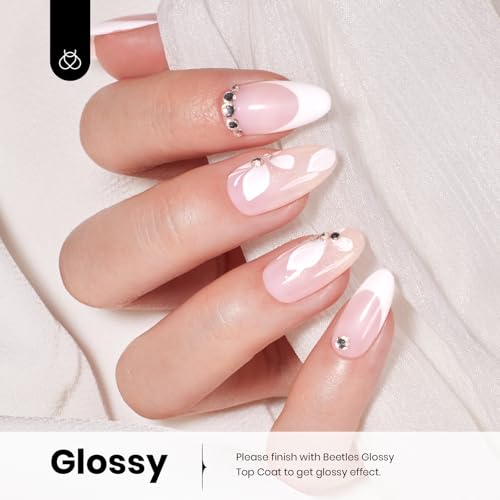 Image of Beetles White Gel Nail Polish - Pure Elegance, 0.51Oz White Gel Polish, Soak Off UV LED Nail Lamp Home Salon DIY Design Art Manicure for Women