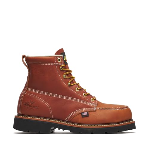 Image of Thorogood American Heritage 6 inch Steel Safety Moc Toe Work Boot for Men, Durable Leather, Slip-Resistant Outsole, ASTM Rated