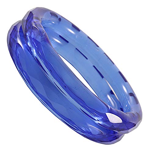 Image of NMII Traditional Glass With Diamond Cutting Pattern Glossy Finished Stylish Kada Set For Women And Girls | Crystal Glass Kada Bangles Set For Wedding, Festive