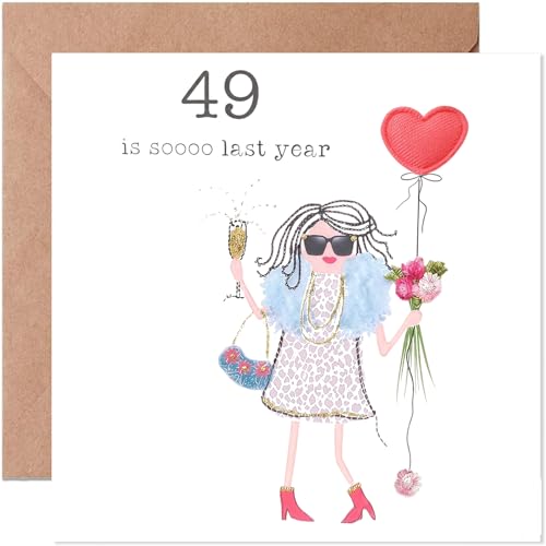Image of Special 50th Birthday Card for Women, Best Friend Card with Pink Cocktail Gold Foil Glitter Design, Sparkle Greeting Card | Blank Inside with Envelope (50th)