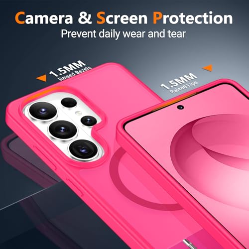 Image of SPIDERCASE Magnetic for Samsung Galaxy S26 Ultra Case,[Built-in Invisible Kickstand][Compatible with Magsafe] Translucent Matee Slim Phone Case for S26 Ultra 6.9'', Rose Red