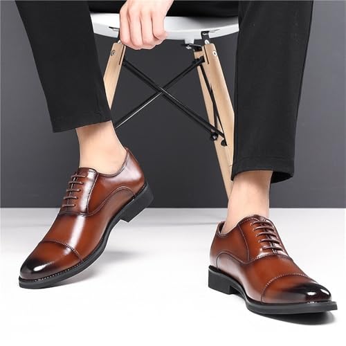 Men's Lace up Dress Shoes Classic Leather Oxford Black Wingtip Crocodile Embossed Three Piece Comfortable Slip Rubber Sole Formal Business Casual Work Shoes3