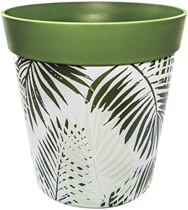 Hum Flowerpots, 25cm, Various Patterns Colours and Sizes, Indoor/Outdoor Plastic Plant Pot, Green Fern