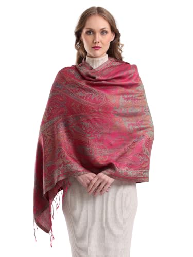 Image of KANI GOLD & JAMAWAR SILK SUPER SOFT FLORAL & PAISLEY PASHMINA STOLE SCARF