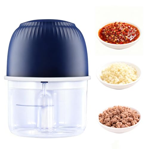 Electric Mini Garlic Chopper, Compact Small Food Processor Garlic Grinder, Portable Cordless Vegetable Dicer, Kitchen Appliance Helper, for Nuts, Onions,Pepper, Vegetable/Meat/Small Food