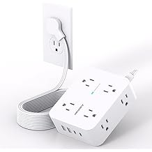 Extension Cord 10 Ft, Ultra Thin Flat Plug Power Strip Surge Protector with 8 Outlets 4 USB Ports 2 USB C, HANYCONY Outlet Extender Desk Charging Station for Home Office Dorm Room Essentials