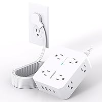 Extension Cord 10 Ft, Ultra Thin Flat Plug Power Strip Surge Protector with 8 Outlets 4 USB Ports (2 USB C), HANYCONY Outlet Extender Desk Charging Station for Home Office Dorm Room Essentials