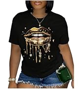 RoseSeek Women's Cartoon Graphic Tees Crew Neck Short Sleeve T Shirts Y2k Streetwear Tops