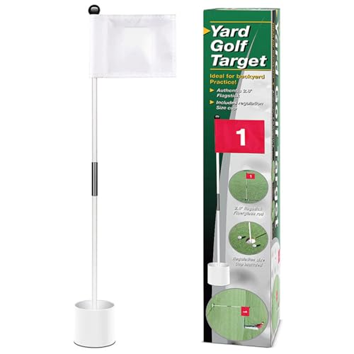 Oyolan Premium Golf Flagstick Cup Set 4 Inch Putting Green Hole Cup White Flag 87CM Training Accessory A White One Size