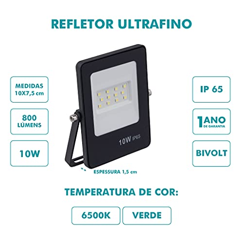 Refletor Ultrafino Led Bivolt Preto - Gaya