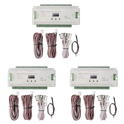 Xnuiasqe 3X 32CH ES32 PIR Capteur Contrôleur de Lumière D'Escalier Corps Humain Interrupteur Inductif Infrarouge Contrôle de Lampe D'Escalier pour une Seule Couleur