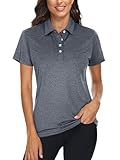 Picture of TACVASEN Polo Shirts for Women Short Sleeve Golf Shirt Moisture Wicking Summer Tops Cooling Dry Fit Tennis Dark Gray XL
