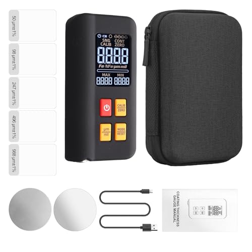 Proster Paint Thickness Gauge Coating Thickness Gauge for Car with 0~1500µm Measuring Range Rechargeable LCD Display Coating Thickness Meter with Pouch for Fe NFe Detection