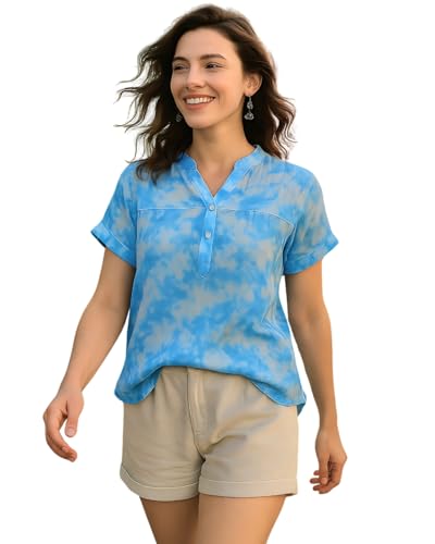 Image of Maaesa Women Handcrafted Tie & Dye Rayon Top | Casual Wear & Office Wear | Lightweight & Breathable Fabric