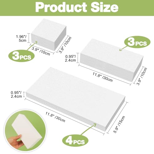 HIMOMO 10 Pack Craft Foam Blocks, 3 Size Square Polystyrene Foam Brick, Rectangle Styrofoam Block, Craft Foam Board Sheets for Craft, Art Sculpting, Flower Arrangements, Modeling, DIY School, Home Art