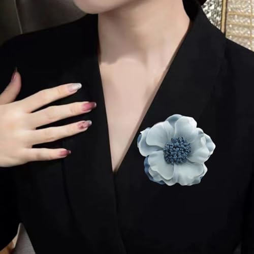Image of Large Red Rose Flower Brooches Pins for Women Dainty Satin Fabric Brooches Big Camellia Flower Brooch Wedding Party Clothing Pin Accessory Jewelry