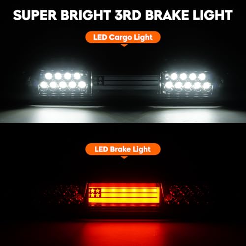 Tresound LED Tail Light + 3rd Third Brake Cargo Lamp for Dodge RAM 1500 2002-2006, for RAM 2500 3500 2003-2006, High Mount Stop Light Rear Taillight Assembly, 55077348AF, 55077347AF, CH2801147 by Tresound - Image 4
