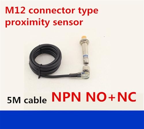 Sensor de proximidad NPN NO inductivo con cable de 5m y conector M12 angular LED 4