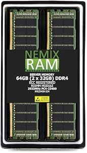 NEMIX RAM 64 GB (2 x 32 GB) DDR4 2933 MHz PC4-23400 2Rx4 1, 2 V CL21 288-PIN ECC RDIMM registrierter Serverspeicher KIT