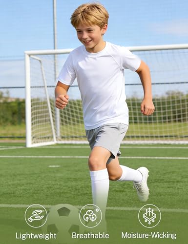 Image of Somaibo Boys Compression Shirt Athletic Football Short Sleeve for Kids | Youth Basketball Baseball Undershirts Quick Dry Sports Base Layer T-Shirt