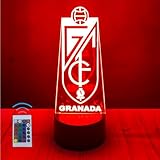 Riscko Lampara 3D Futbol Juguete de luz nocturna 3D, adecuado para la decoración del hogar de la habitación de los niños 16 cambios de color con control táctil y con mando (Granada C.F.)