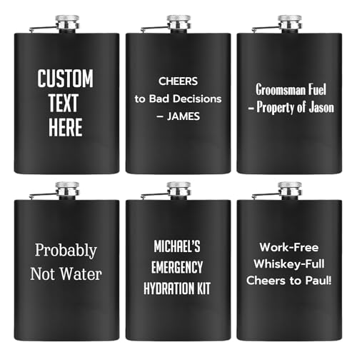 ELEGANTPARK Personalized Gifts for Men Custom Flask Engraved Any Text Bachelor Christmas Wedding Gifts for Him Boyfriend Husband Father Stainless Steel Hip Flasks for Liquor