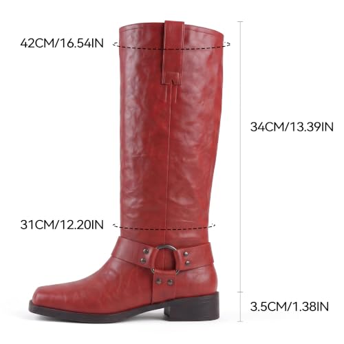 Image of KaroNairy Women's Knee High Moto Biker Buckle Boots