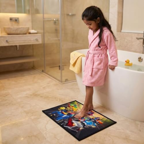 Image of Athom Living Premium Anti Slip Paw Patrol Printed Kids Bathmats, Durable Nylon Fabric, Soft Texture, Easy to Clean, Stylish Home Decor Mat for Doorway & Kids Room | 37x57 cm, Multicolor
