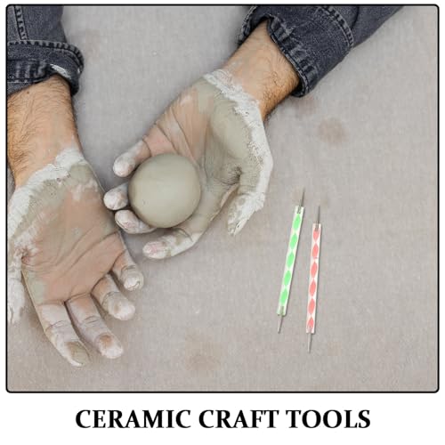 HOMOCONO Lot de 10 outils de pointillage double face en acrylique et métal avec poignée ergonomique pour l'argile et la modélisation en céramique ainsi que la peinture et les travaux manuels – vue 3