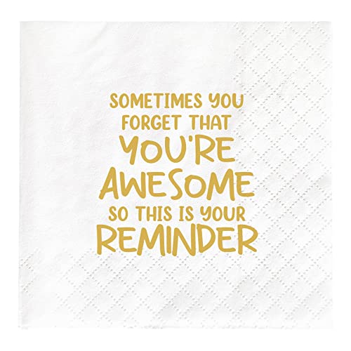 Joyiou Thank You Gifts Napkins, Inspirational Gifts For Women, Men, Coworker, Birthday Party Gift Supplies For Women, Best Friend, Daughter, Mom, Sometimes You Forget You Are Awesome, 4.5X4.5In, 50Pcs #TOP1